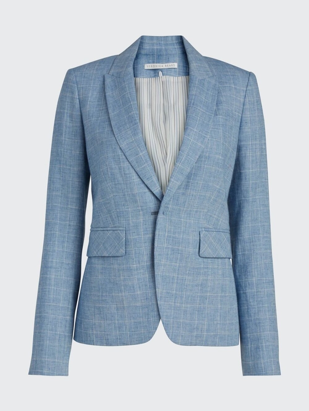 Veronica Beard Cutaway Dickie Blazer Jacket in Pale Blue Check Size 4 - Picture 2 of 16